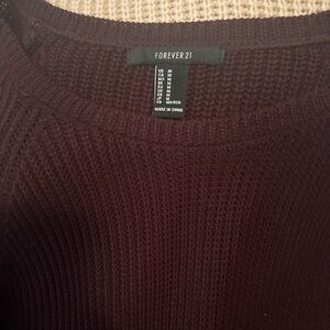 Forever 21 Deep Burgundy Crew Neck Sweater